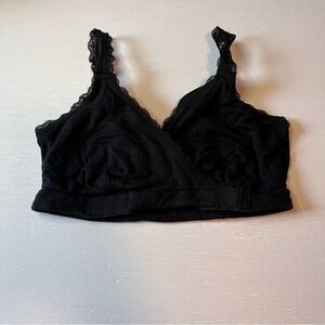 Motherhood Maternity Lace Nursing Bra Front bottom clasps/opening Black Medium